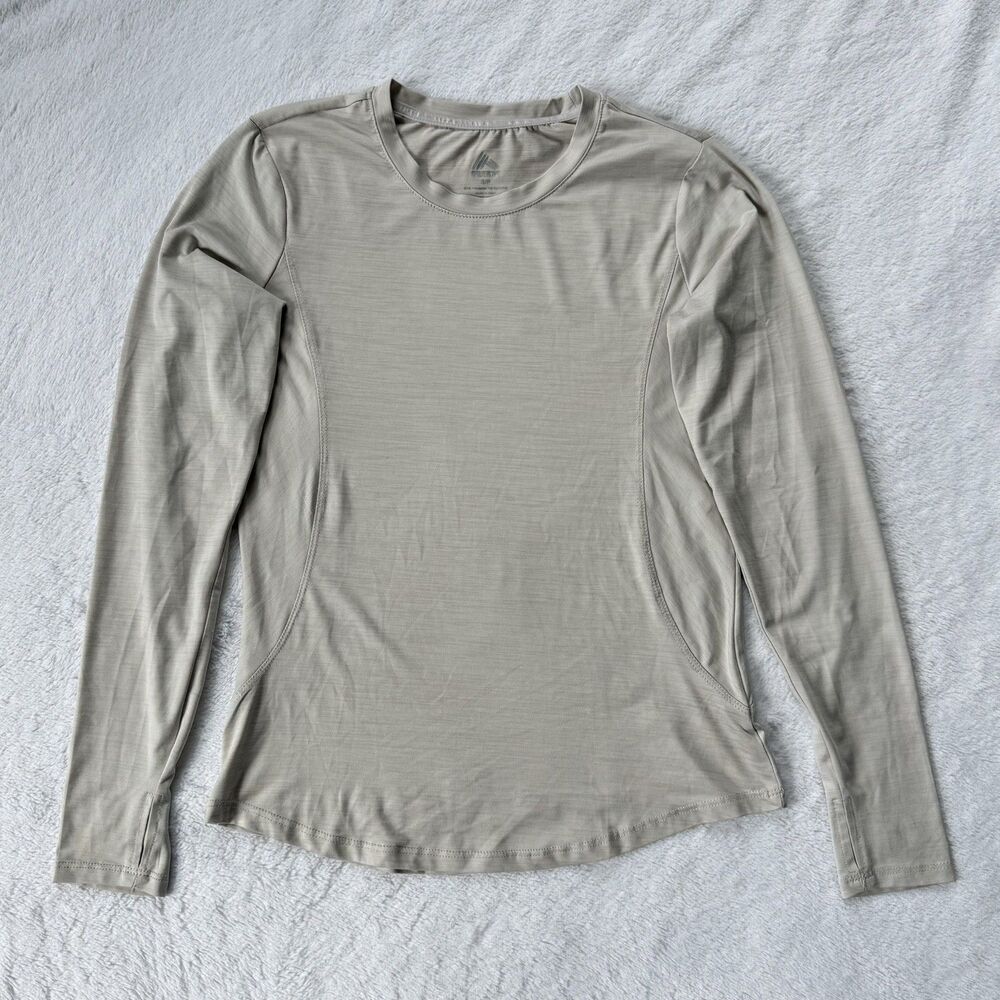 RBX Women’s Crew Neck Long Sleeve Athletic Top Size Small Stone Color